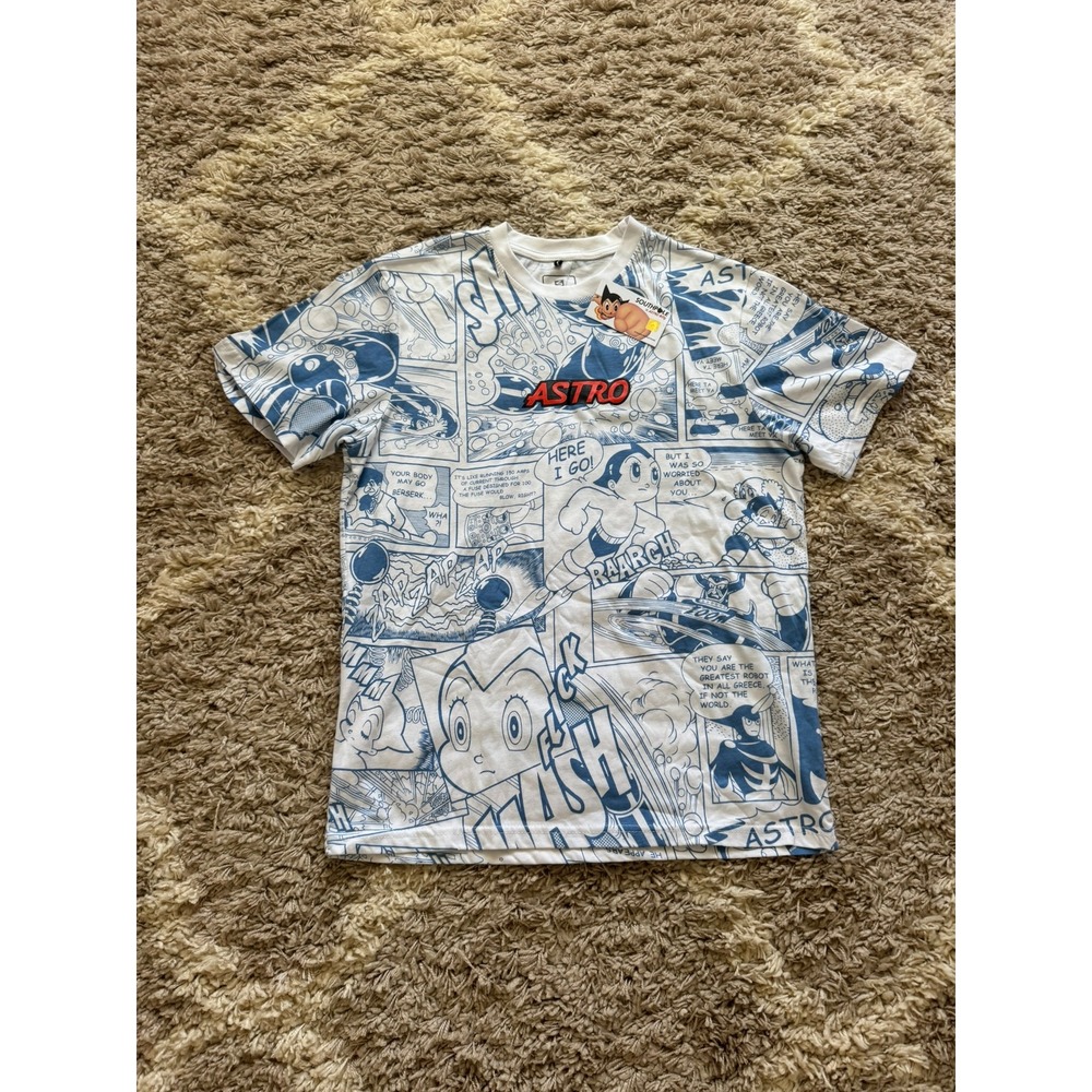 Southpole x Astro Boy Manga All Over Print T-Shirt Mens White Blue Anime Tee NWT